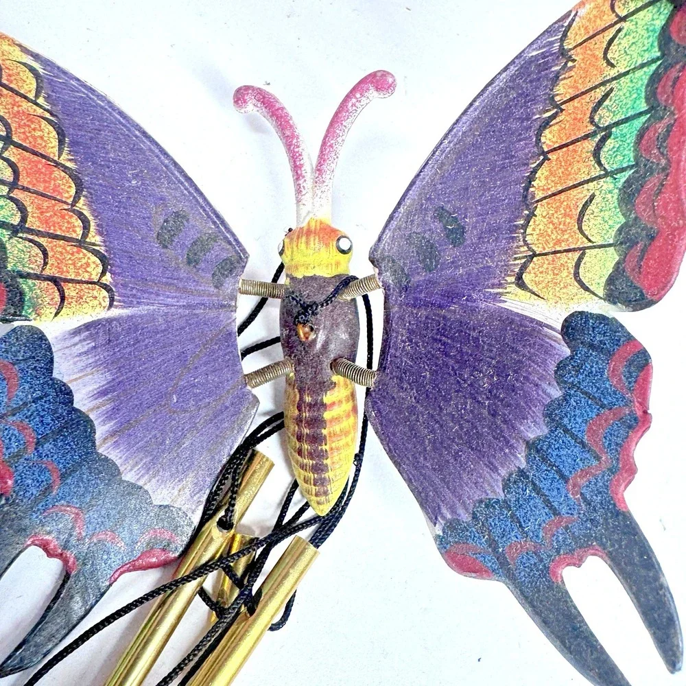 Vintage Colorful Butterfly Wind Chime Hanging Decor Spring Garden Patio Decor